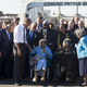 President Barack Obama speaks to Amelia Boynton Robinson (center), one of the original marchers, alongside first lady Michelle Obama (left) and U.S. Rep. John Lewis (D-Ga.), one of the original marchers, after leading a walk across the Edmund Pettus Bridge to mark the 50th anniversary of the Selma-to-Montgomery civil rights marches in Selma, Ala., March 7, 2015.
SAUL LOEB/AFP/Getty Images
